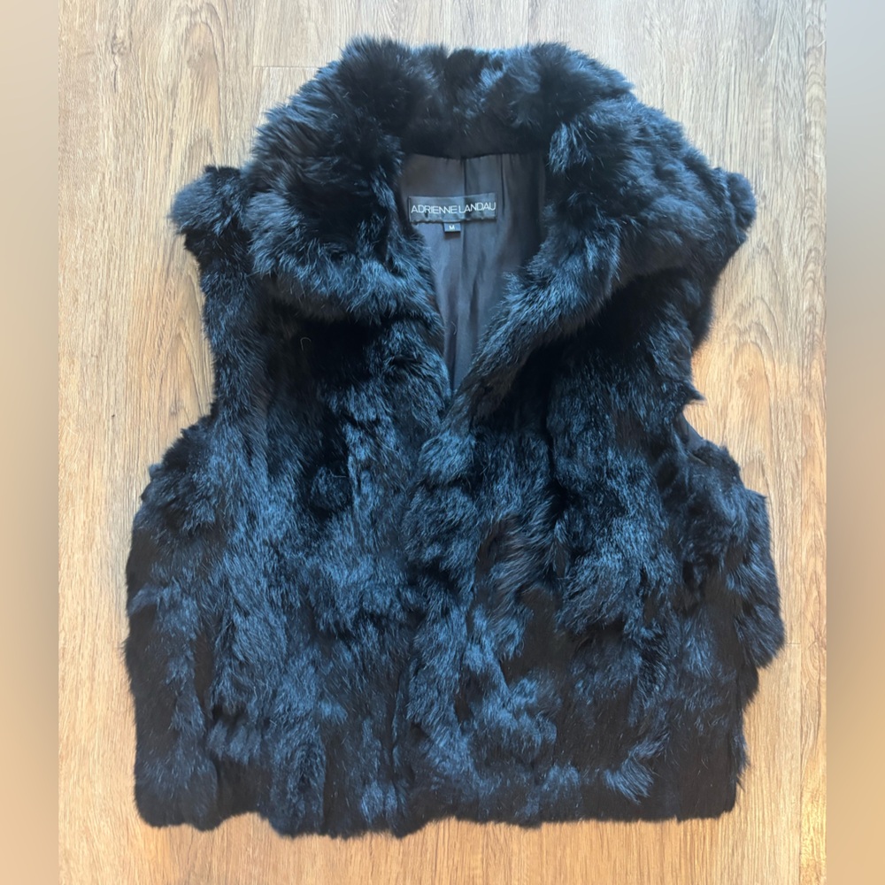 Adrienne Landau Midnight Rabbit Fur Vest